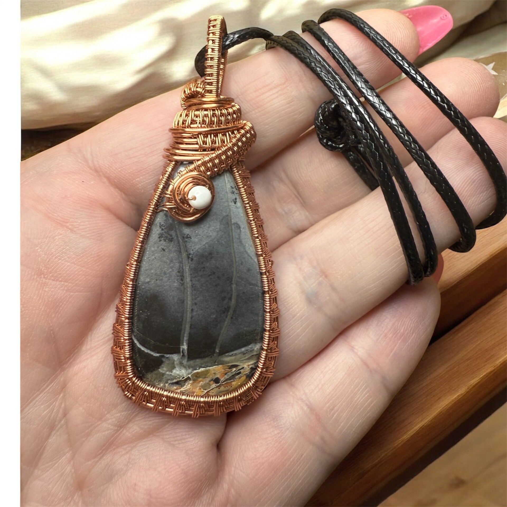 Maligano Jasper Pendant with Howlite bead