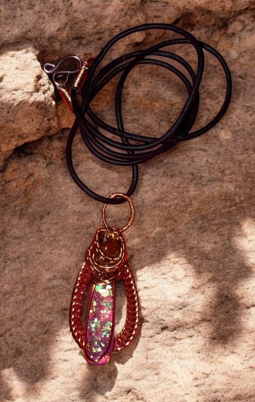 Wire-Wrapped Brecciated Jasper Pendant