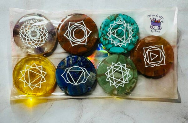 7 Chakras Orgonite Stone Resin Discs