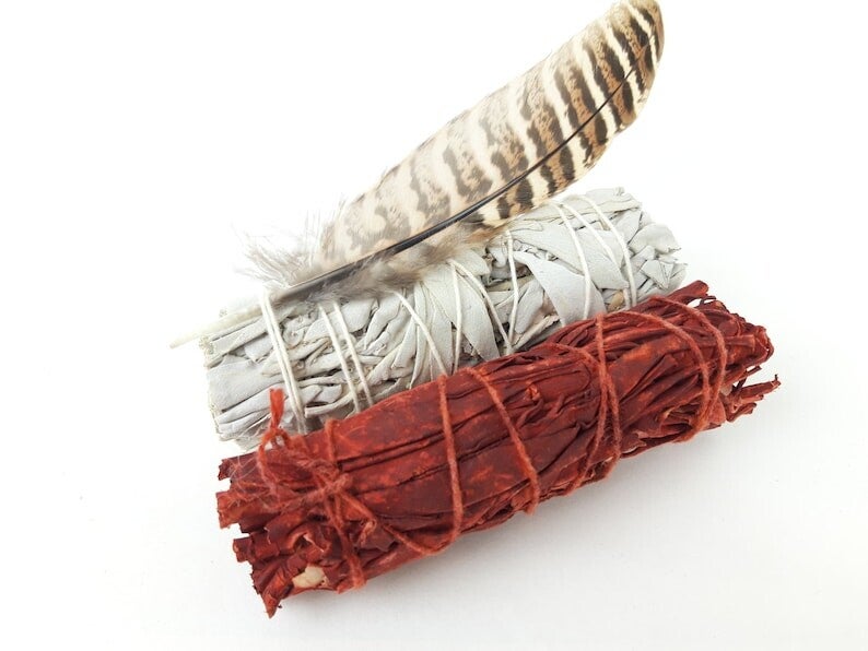 Kit purification Sauge blanche & rouge et plume