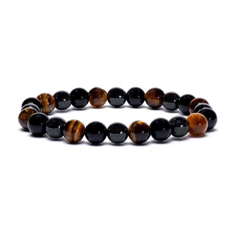 Bracelet Hématite / obsidienne / oeil de tigre