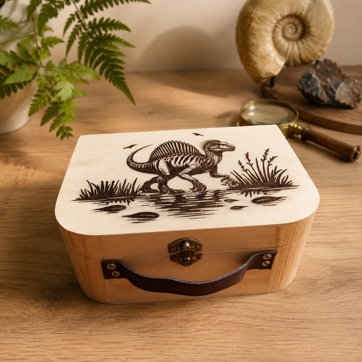 Boîte à souvenirs personnalisée en bois – Image et message gravés