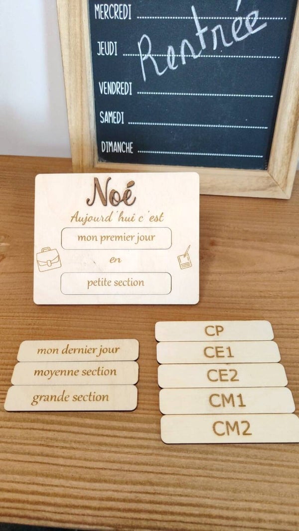 Pancarte de rentrée personnalisée – gravure laser prénom