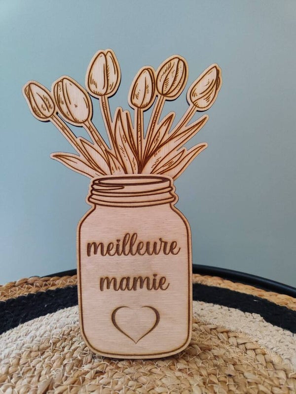 Décoration à poser "Meilleure Mamie" en bois
