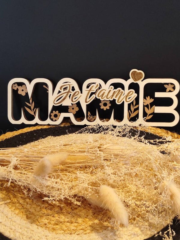 Décoration en bois "Je t'aime Mamie"