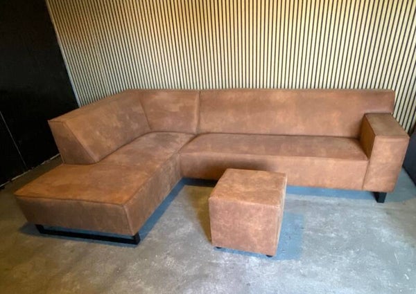 COGNAC GEKLEURDE HOEKBANK