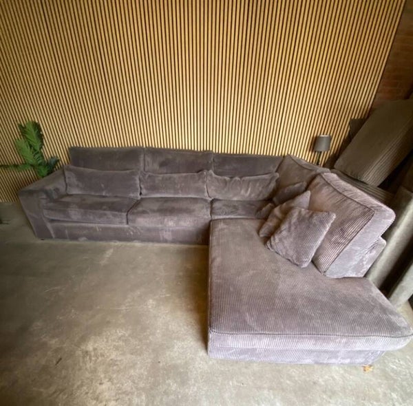 GRIJZE RIBSTOF HOEKBANK