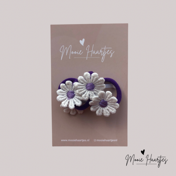 Kleine elastiekjes | madelief paars