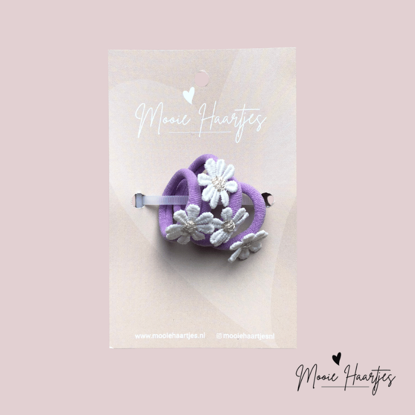 Kleine elastiekjes | bloem wit