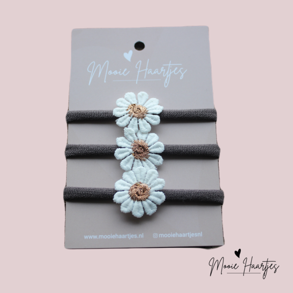 Elastiek groot | grijs madelief