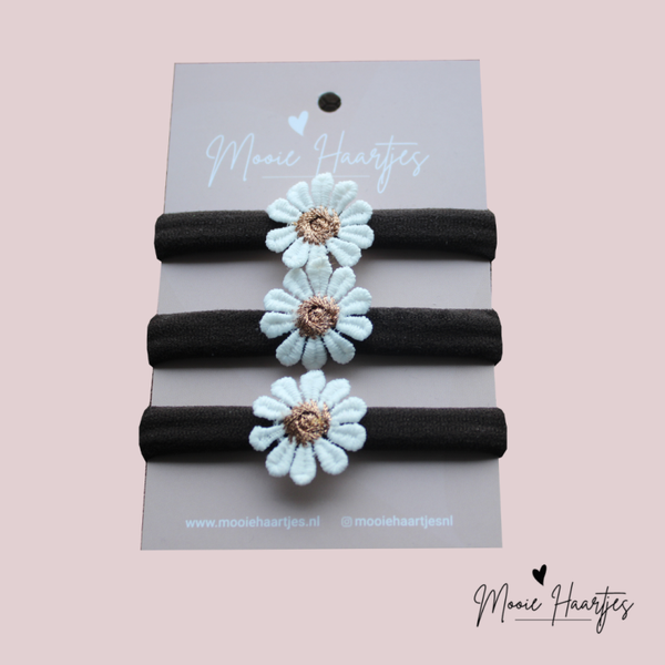 Elastiek groot | donkerbruin madelief