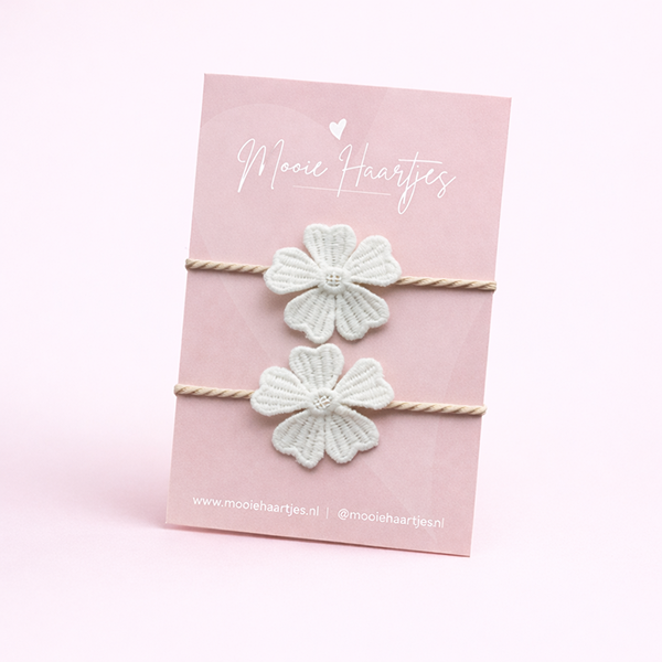 Elastiek groot | twist witte bloem