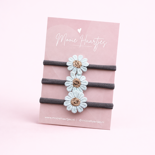 Elastiek groot | grijs madelief