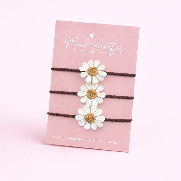 Elastiek groot | twist bruin madelief