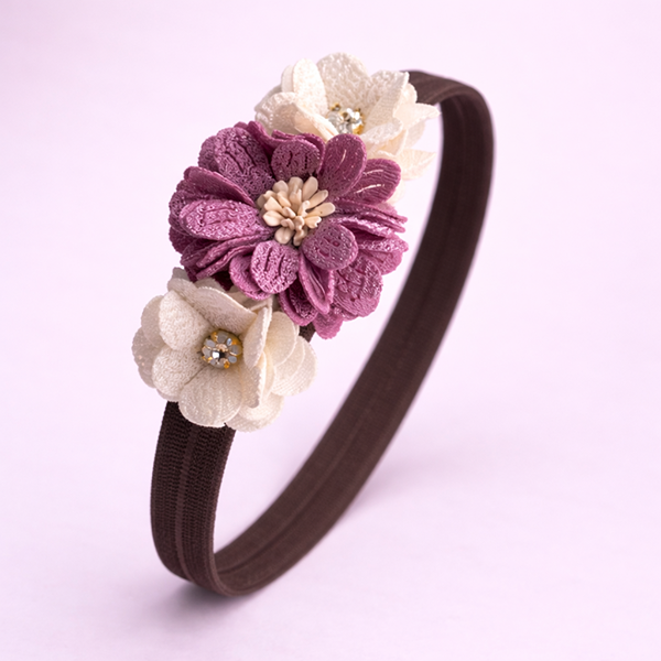 Haarband | Sarah | warm paars en wit