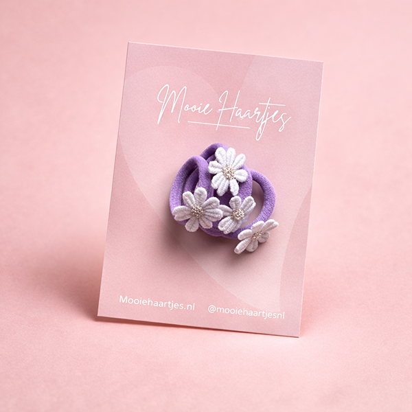 Kleine elastiekjes | bloem wit