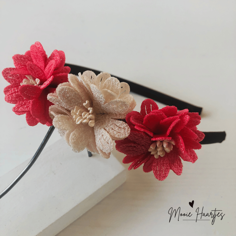 Haarband | Celine | Beige, koraal roze