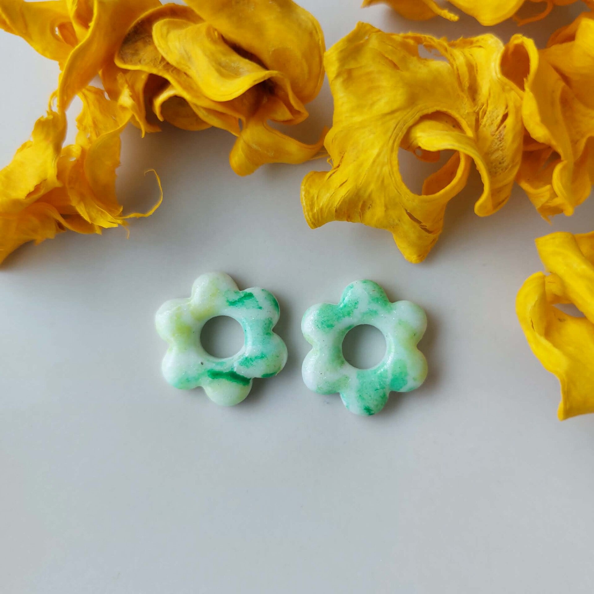 Bloemen - groen-geel-wit