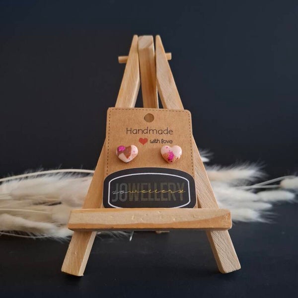 Brown Atelier - Minihartjes (Bruin-beige met roosblad) 1