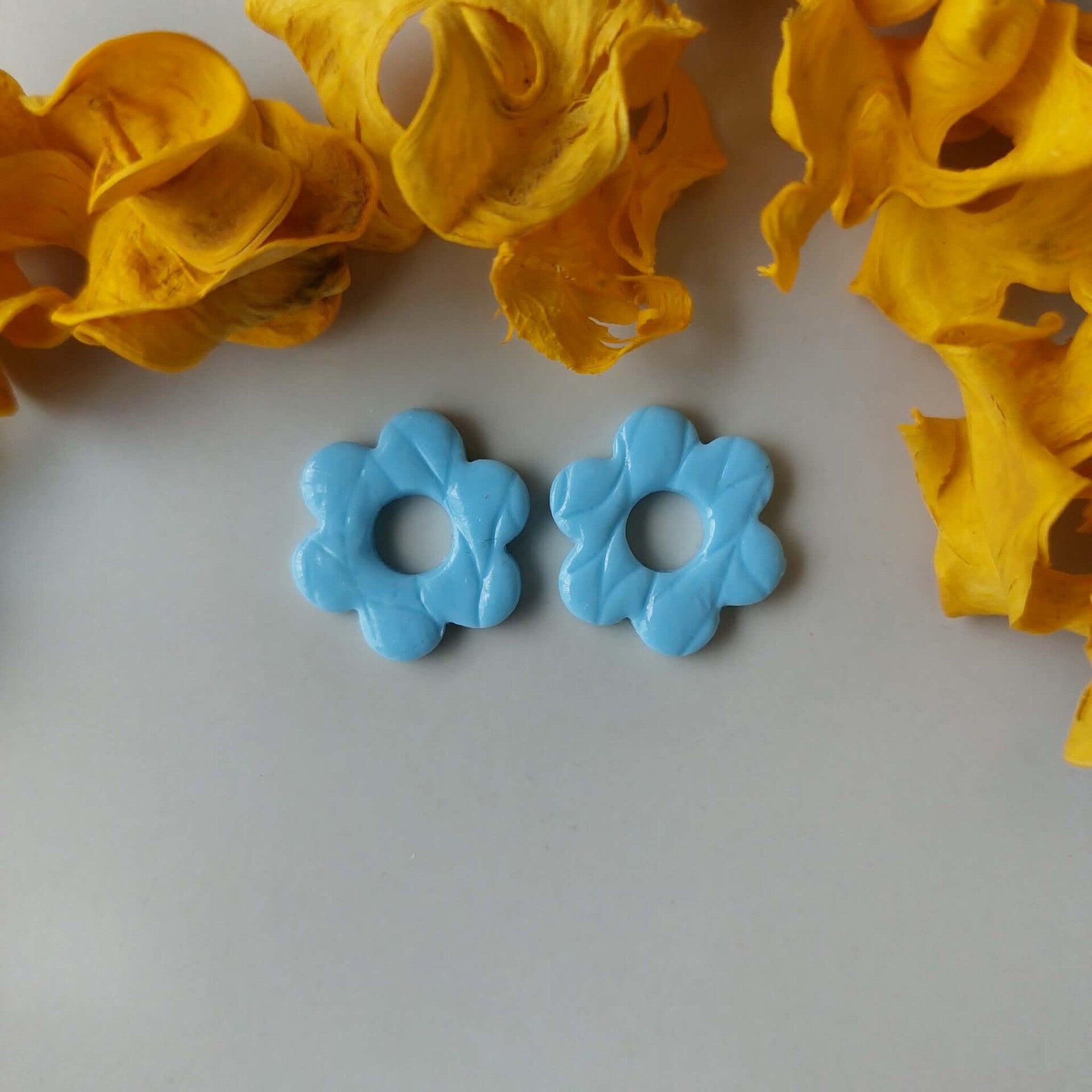Bloemen - Lichtblauw met patroon