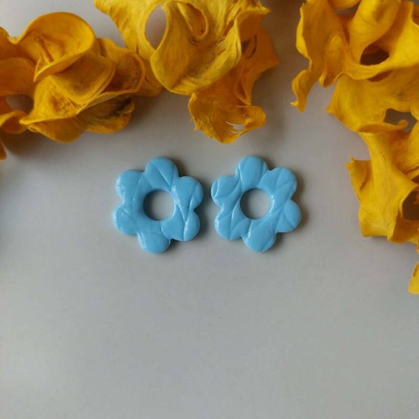 Bloemen - Lichtblauw met patroon