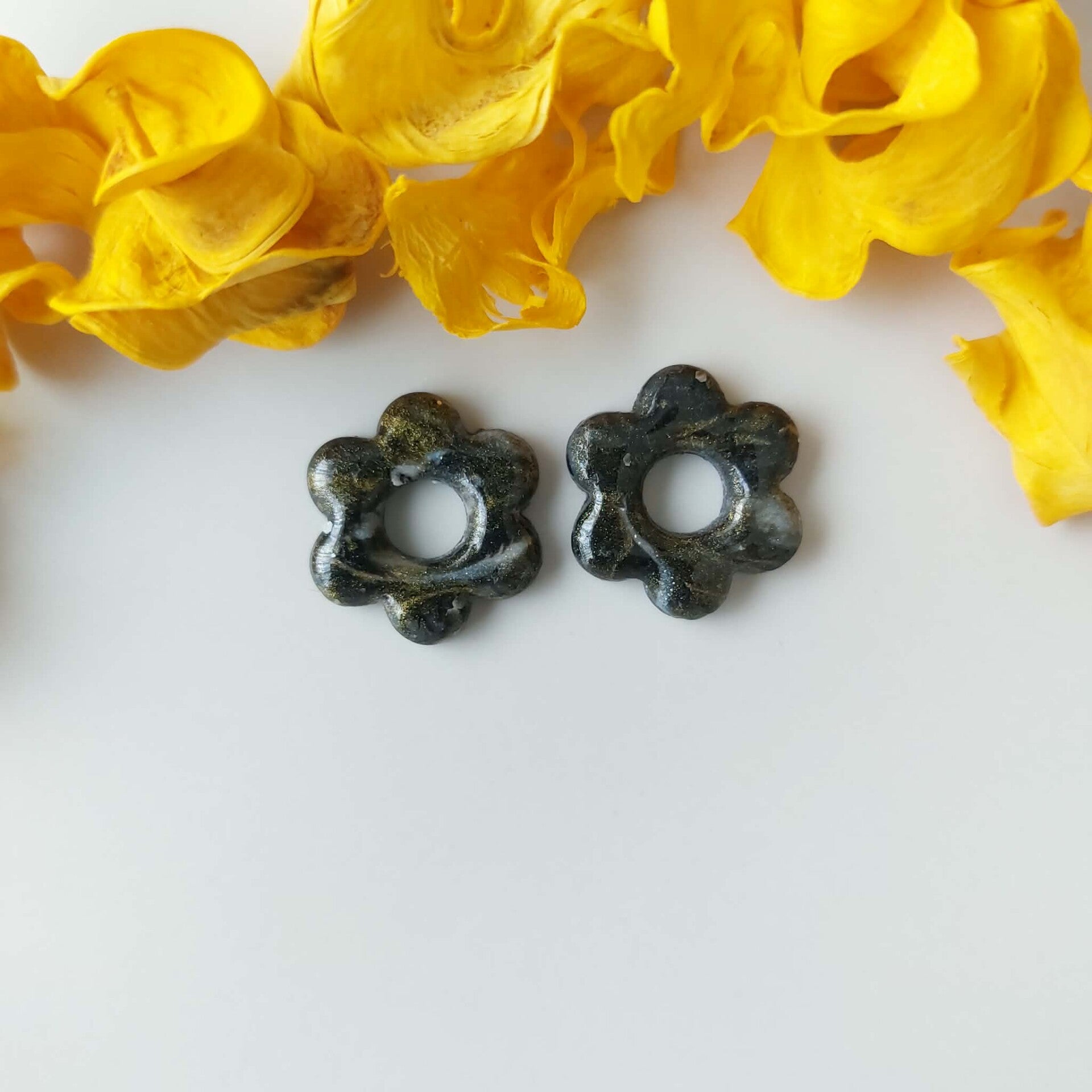 Bloemen - Zwart-goud-wit