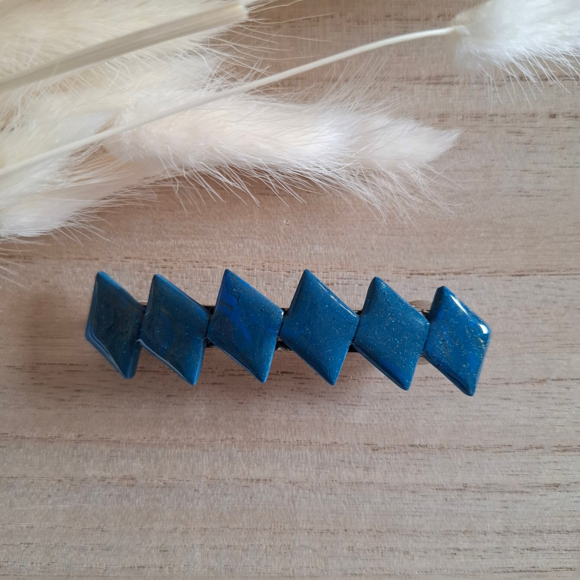 Haarspeld 10cm - Blauwe ruiten
