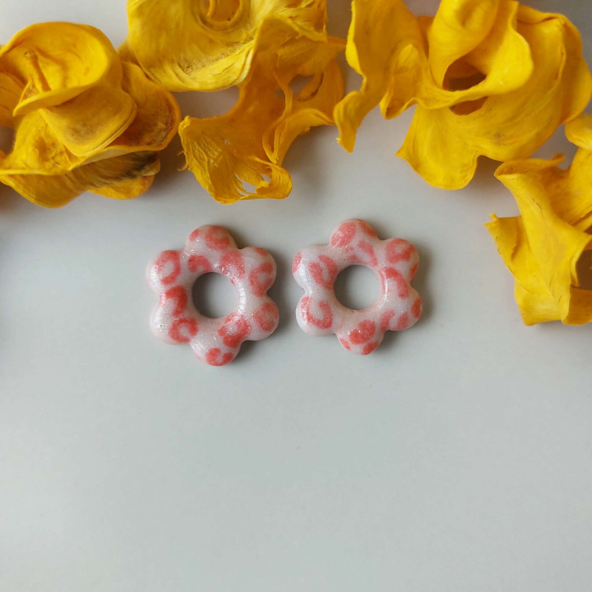 Bloemen - Wit met roze print