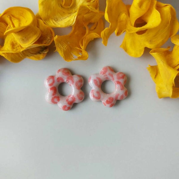 Bloemen - Wit met roze print