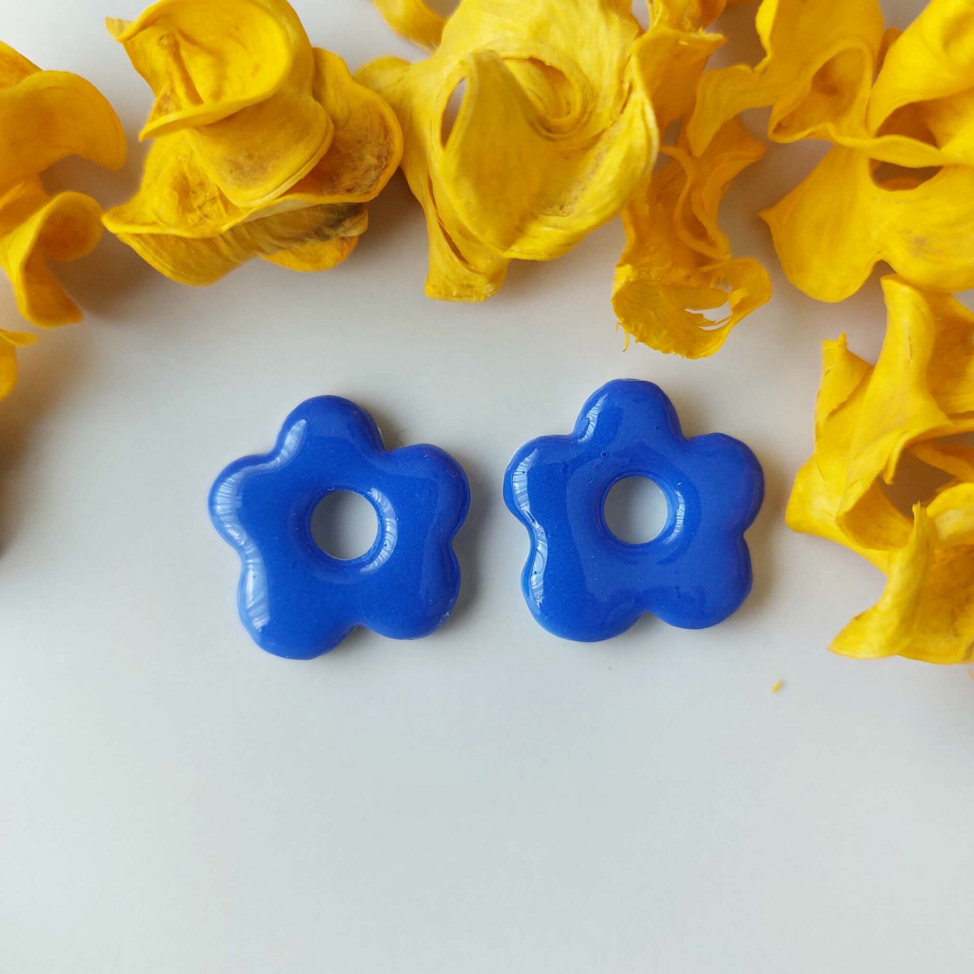 Grote bloemen - Blauw