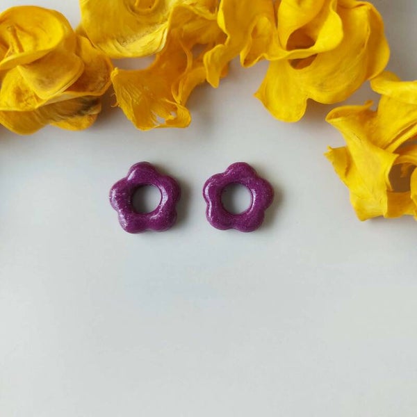 Minibloemen - Paars met glitter