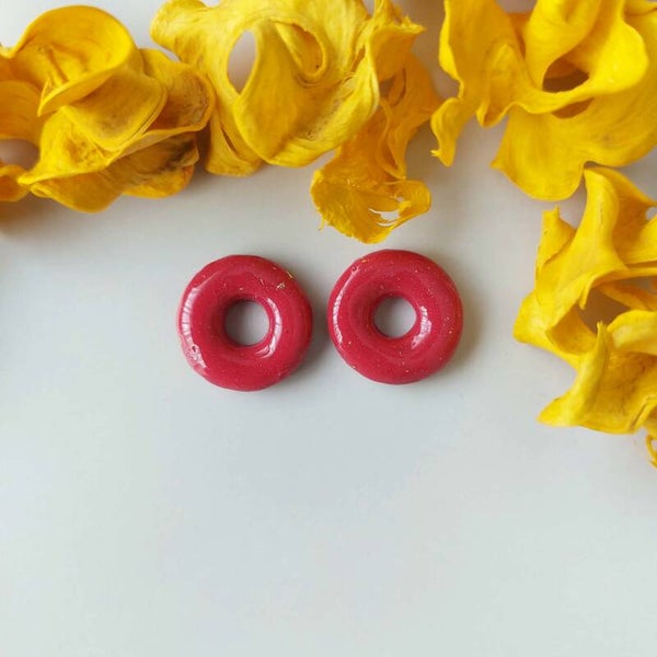 Rondjes - Rood met gouden glitter