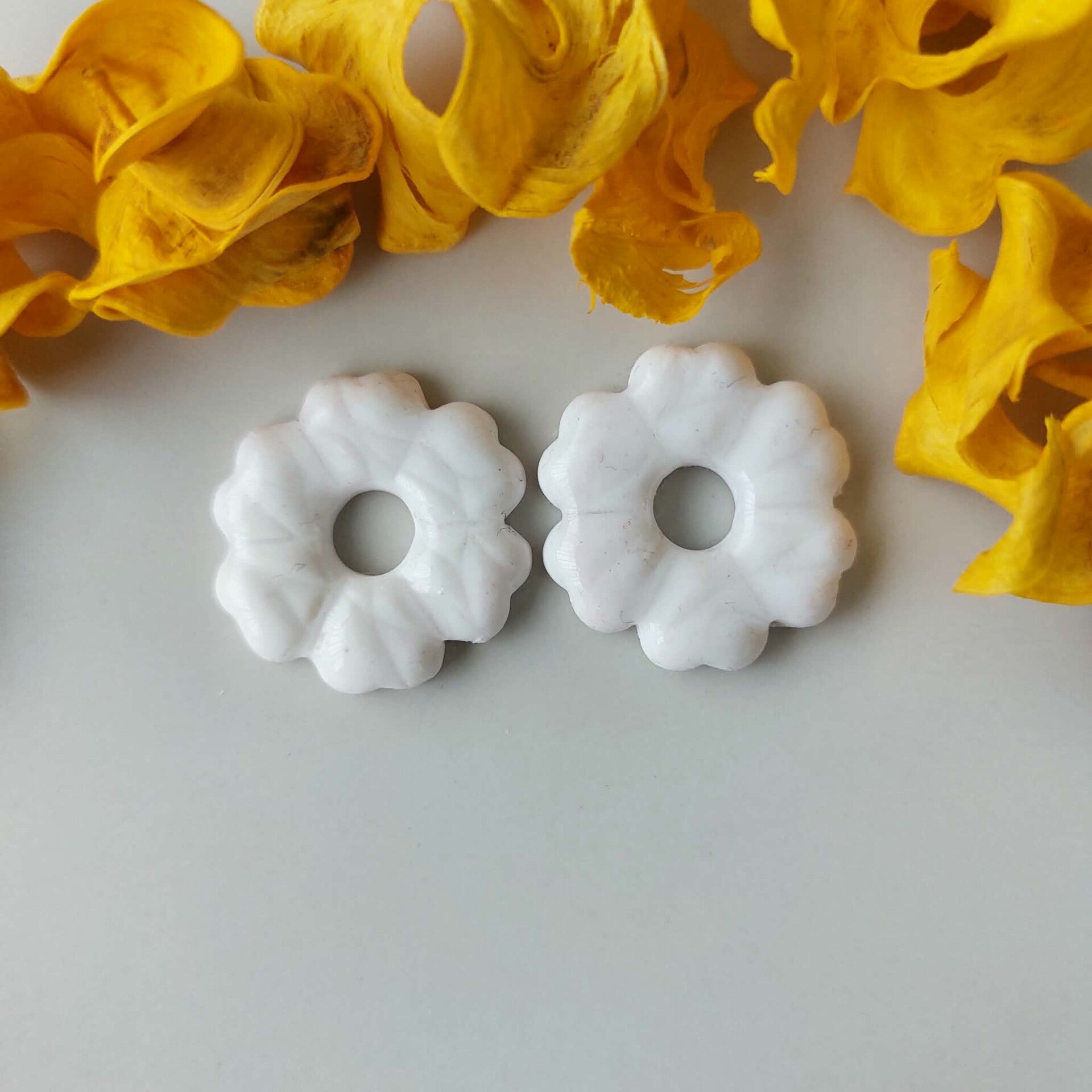 Grote bloemen - Wit
