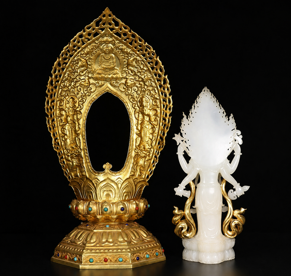 STATUA DELLA DEA BUDDHISTA IN GIADA NATURALE HETIAN – 17,6"