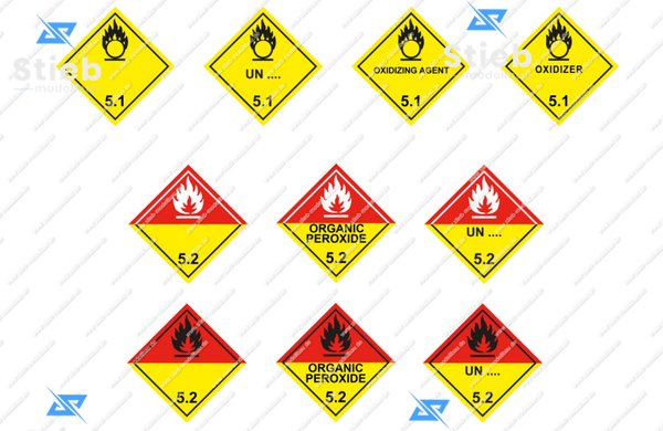 Gefahrgutklasse 5 Gefahrgutzettel und Placards -  Vinyl Aufkleber Decals