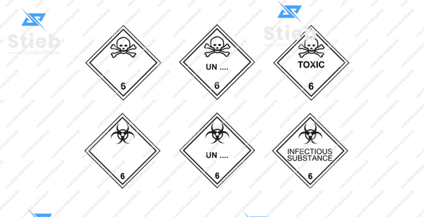 Gefahrgutklasse 6 Gefahrgutzettel und Placards -  Vinyl Aufkleber Decals