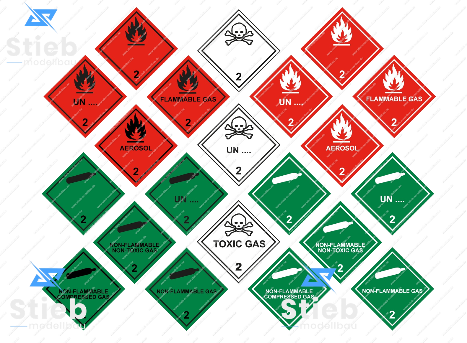 Gefahrgutklasse 2 Gefahrgutzettel und Placards -  Vinyl Aufkleber Decals