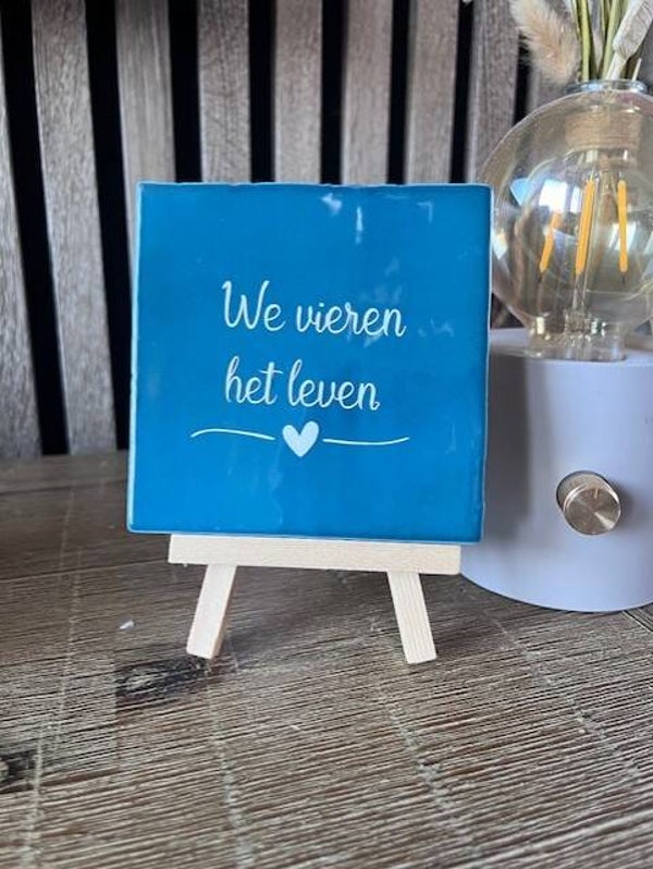 Tegeltje "We vieren het leven"