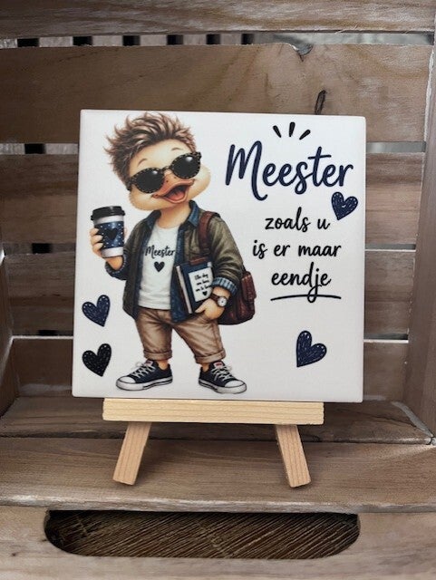 Tegel "Meester zoals u is er maar eendje"