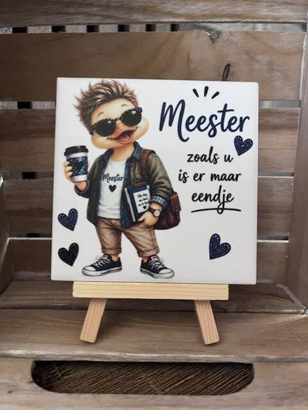 Tegel "Meester zoals u is er maar eendje"