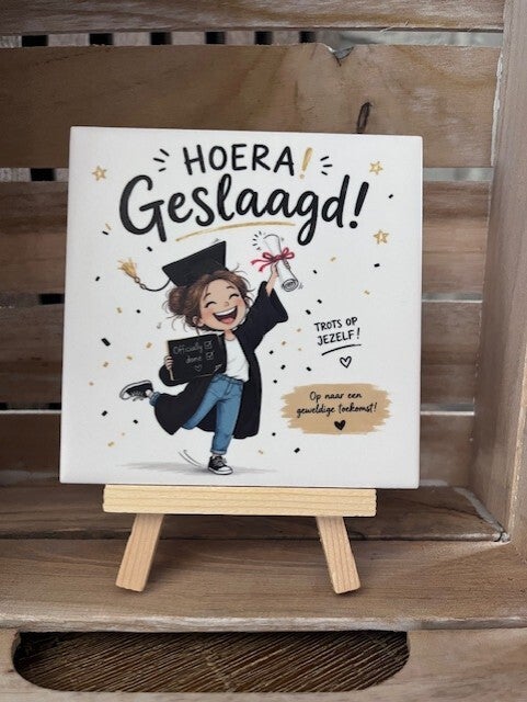 Tegel "Hoera geslaagd"