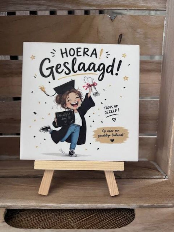 Tegel "Hoera geslaagd"