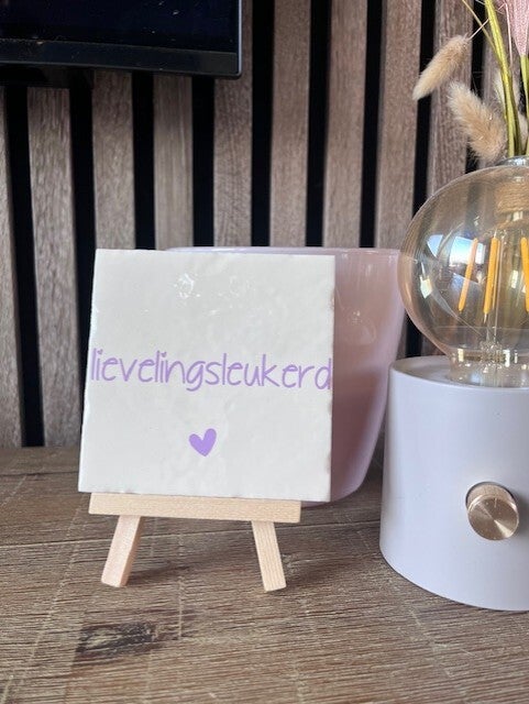 Tegeltje "Lievelingsleukerd beige"