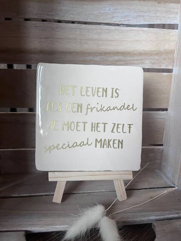 Tegel "Het leven is als een frikandel"