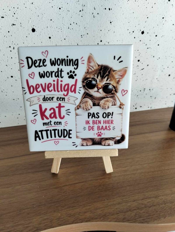 De woning wordt beveiligd door een kat met een attitude