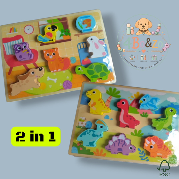 2 in 1 houten puzzel