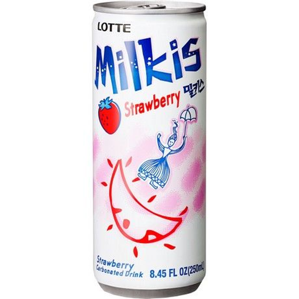 LOTTE,  Milkis Frisdrank Aardbei (blikje), 250 ML (Incl. €0.15 deposit)