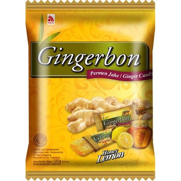 GINGERBON, Gember Honing Citroen Bonbons, 125 G