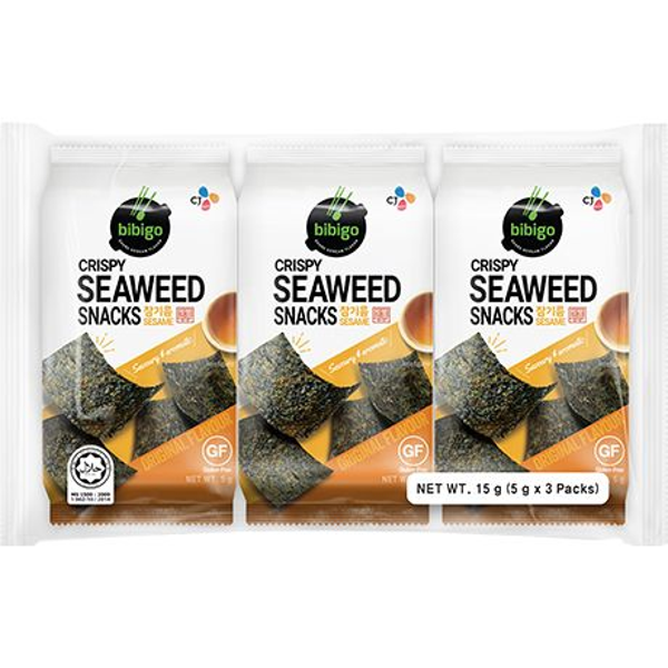 BIBIGO Bibigo Crispy Zeewier Snacks Origineel 3 X 5 G