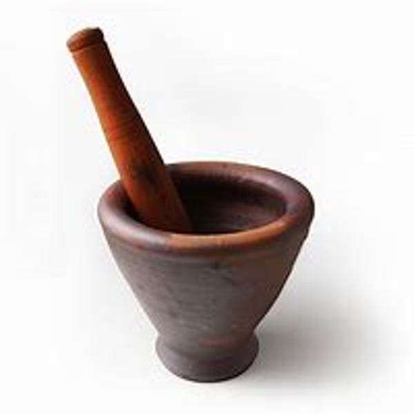 NF, Earthen Mortar & Pestle M 20cm, 1set